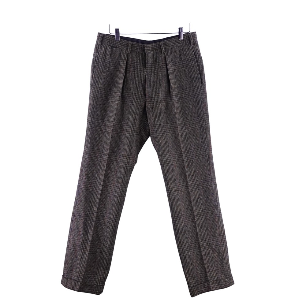 Vintage Ralph Laurn Polo Mens 34x32 Glen Plaid Tweed Pleated Trousers Wool Blend